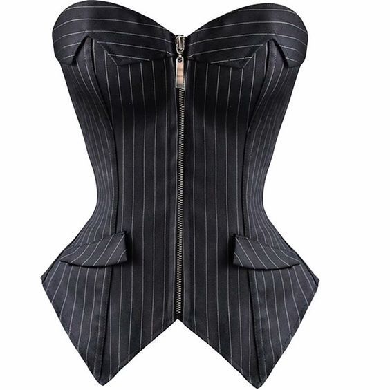 Stripped Zipper Corset