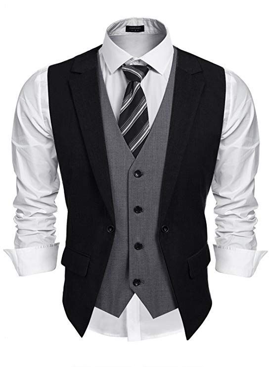 Layered Vest w/ Striped Tie