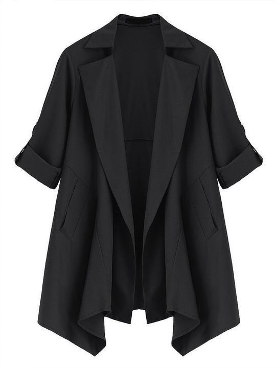Short Sleeved Black Trench Coat