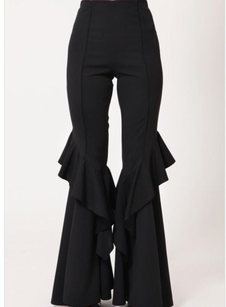 Tight Black Frilly Pant