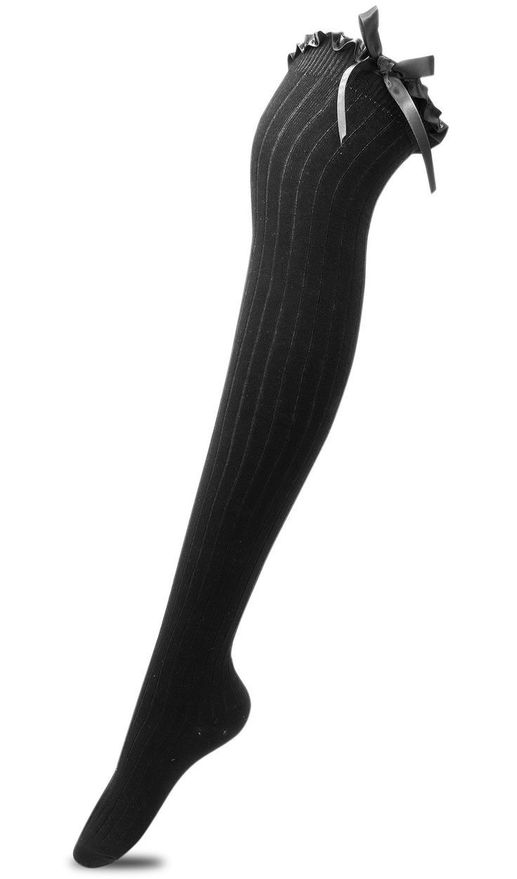 Black Stripped Thigh High Stockings