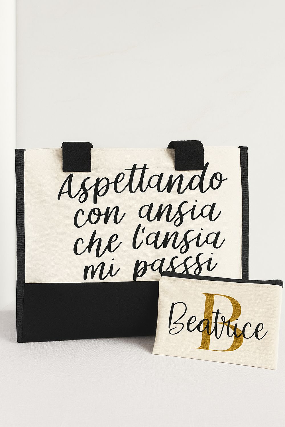 Borsa in Tela con Pochette Coordinata &quot;Beatrice&quot;