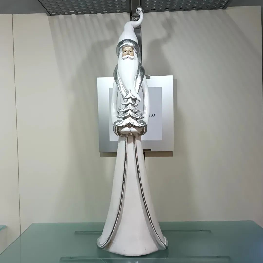 BABBO NATALE RESINA SLIM 80CM BIANCO/ARG