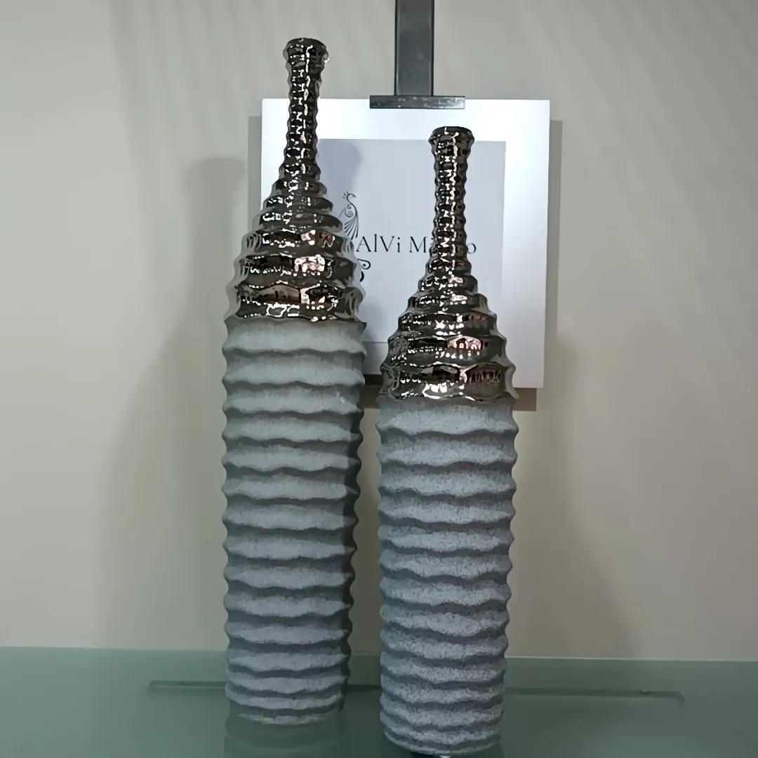 COPPIA VASI GRES PORCELLANA SILVER/POLVERE PCh49CM GRh58