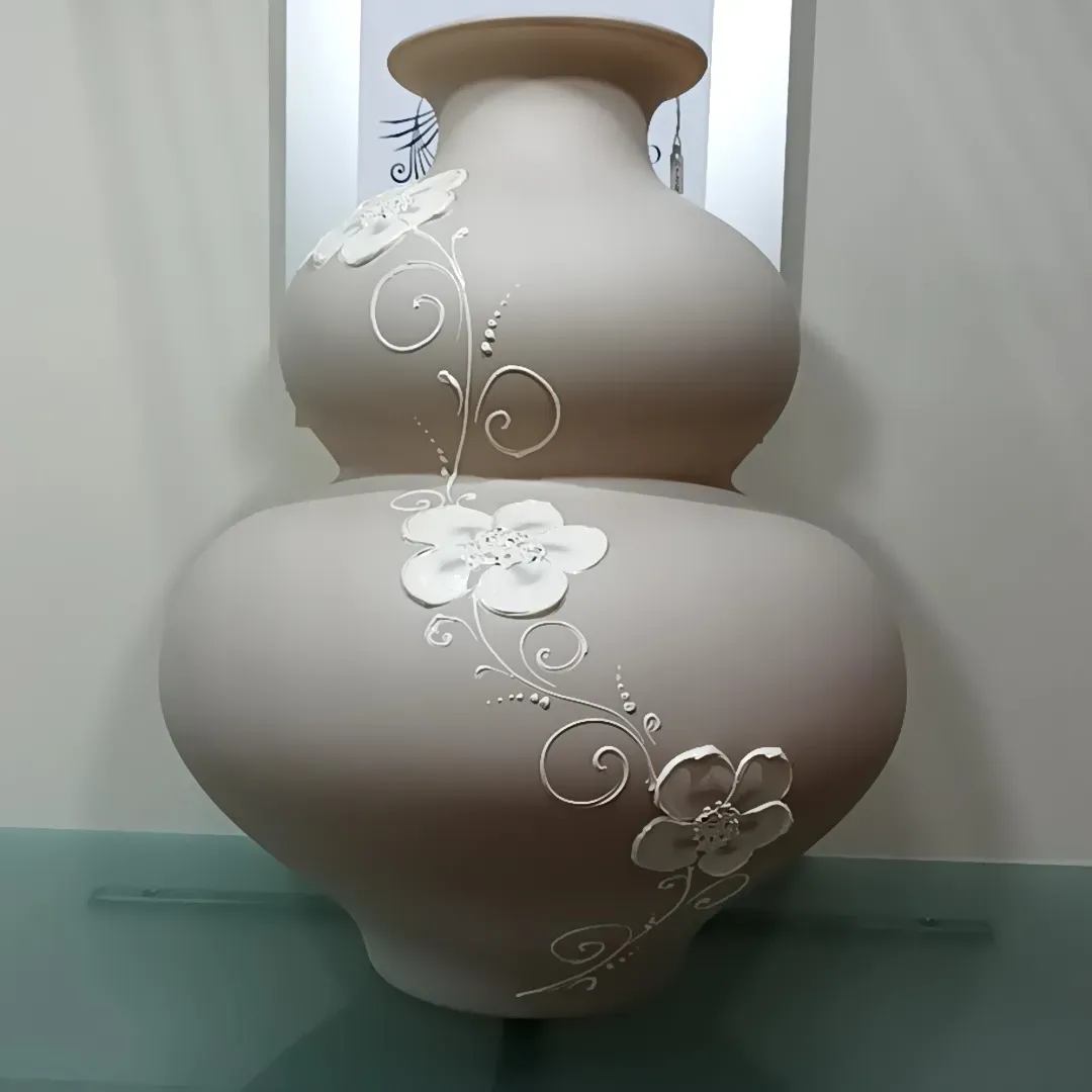 VASO IN VETRO TORTORA CON DECORO FLOREALE