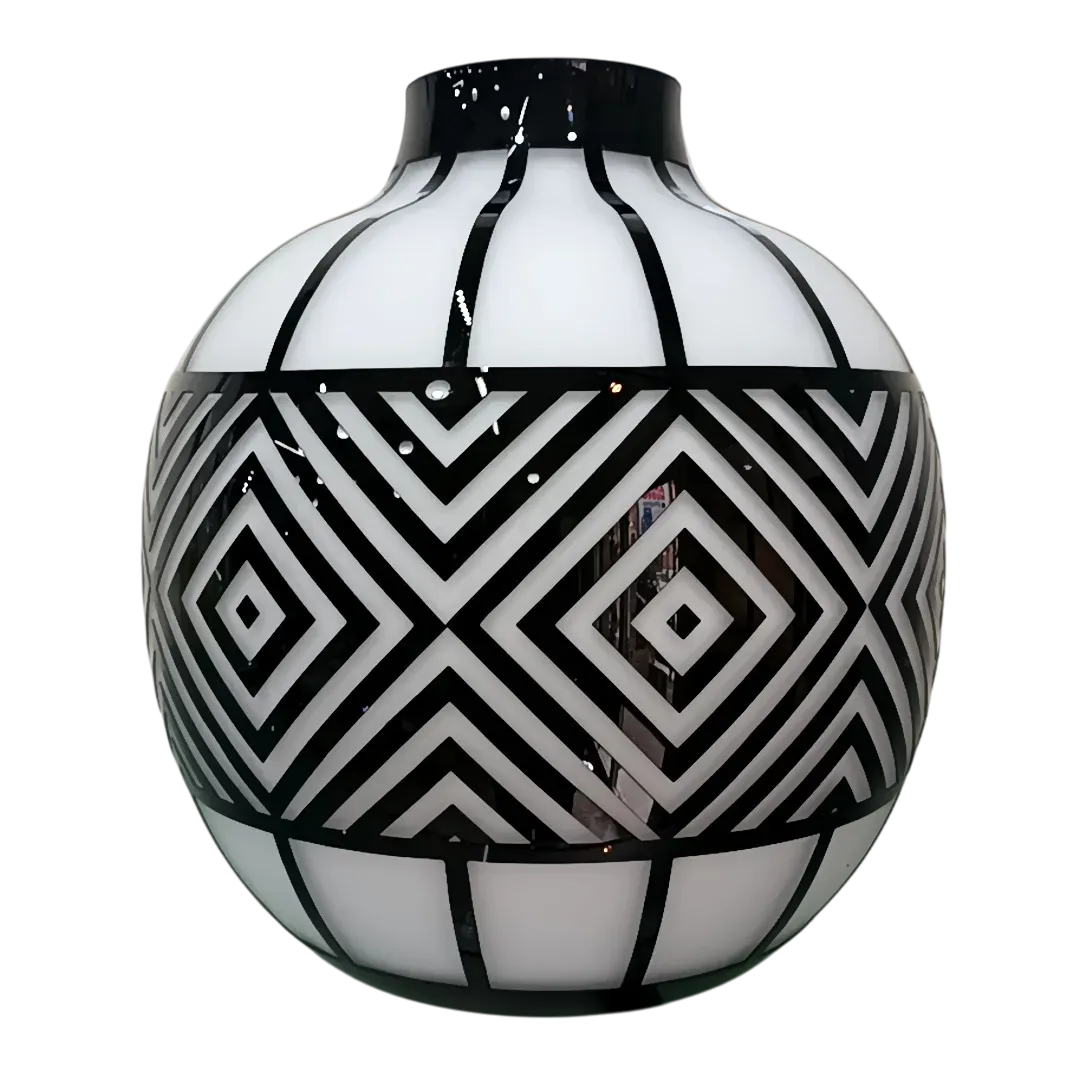 VASO VETRO CAGE SAT.BIANCO DIA.27XH28CM