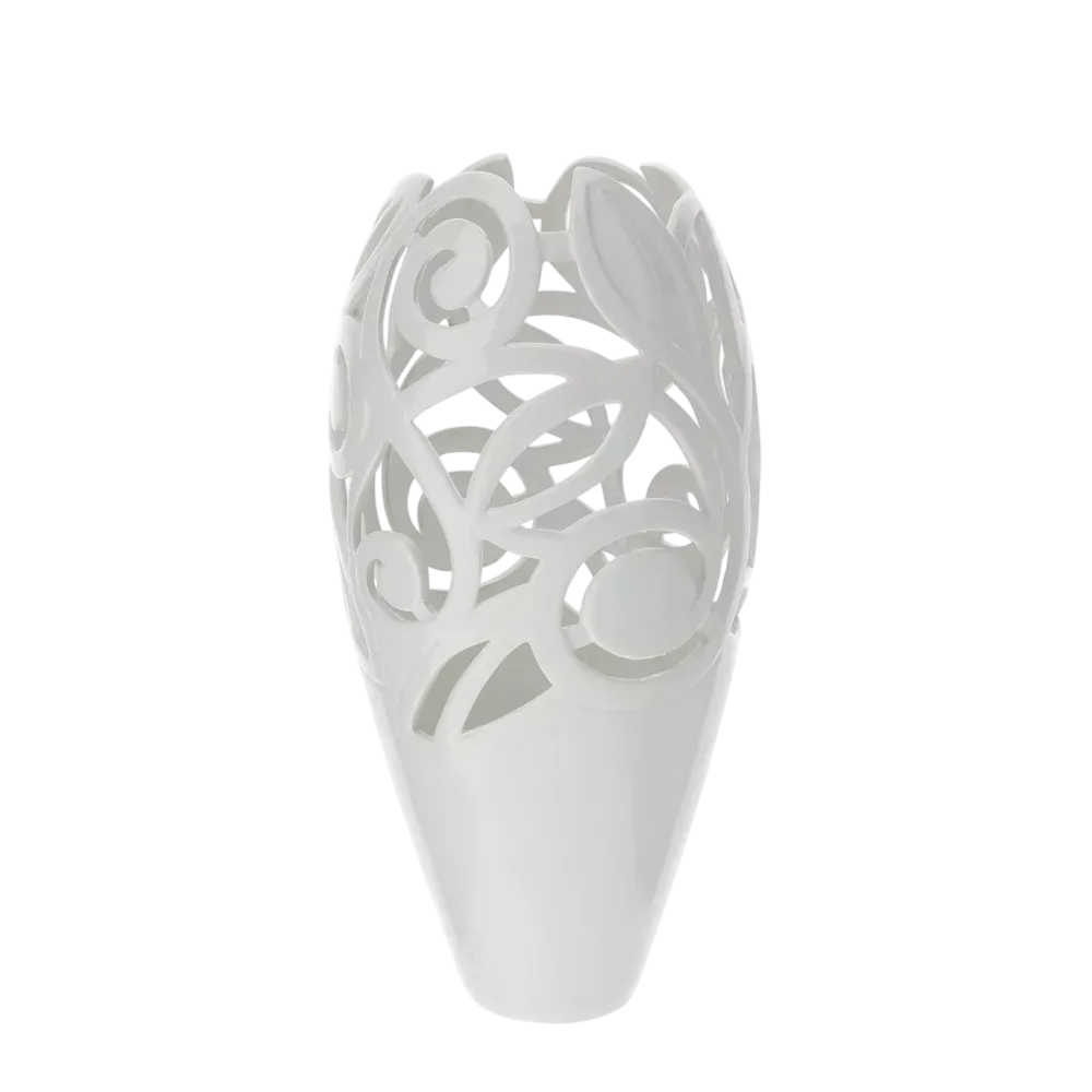 VASO PORC.TRAFORATO BIANCO DIA.19X40CM