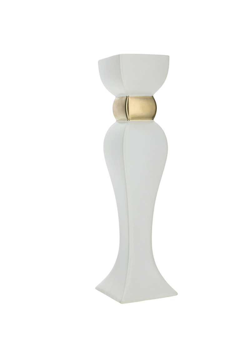 COPPIA CANDELIERI GRESS PORCELLANATO BIANCO/ORO