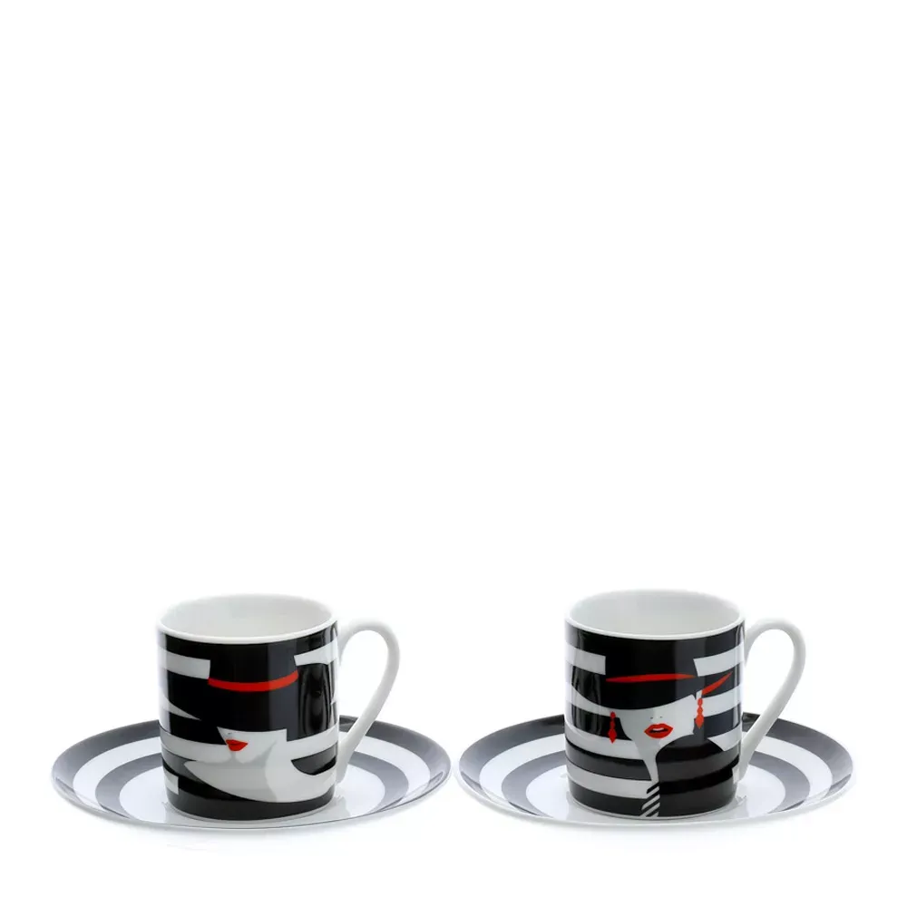 BOX 2 TAZZINE CAFFE&#39; PORC.FASHION 6CM