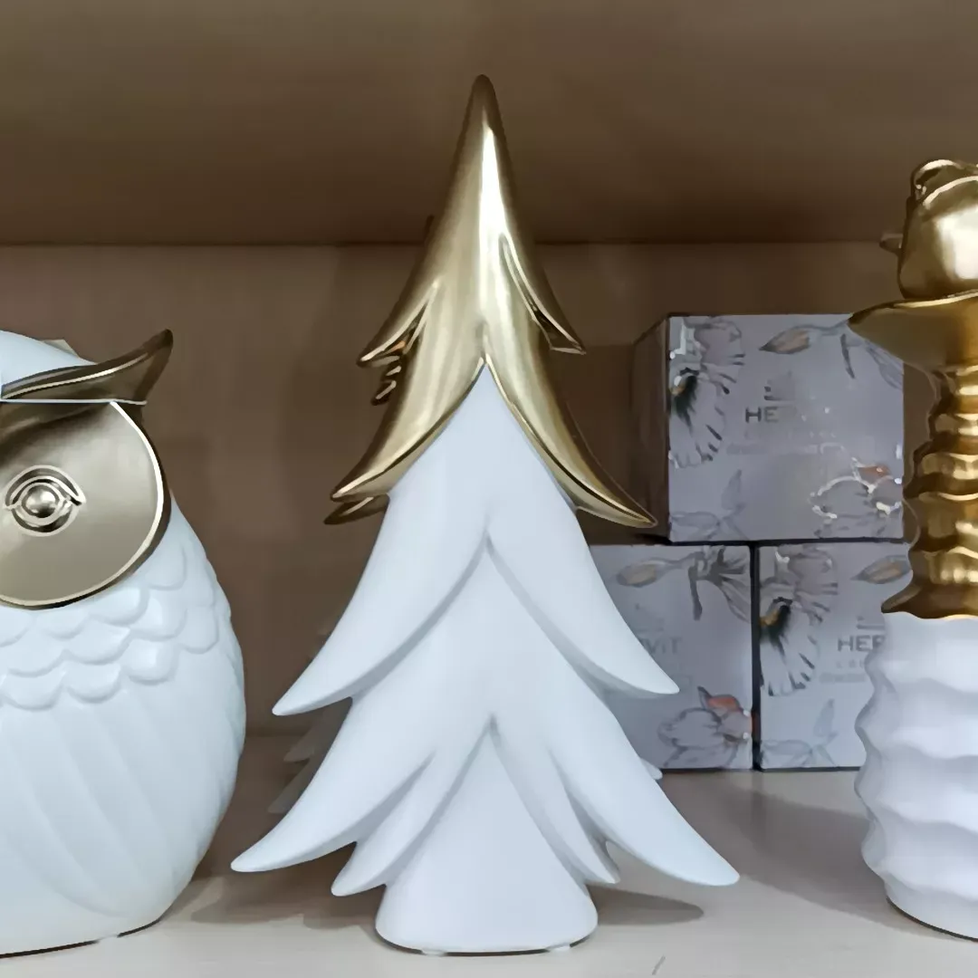 Albero Gres Bianco/Oro 28cm