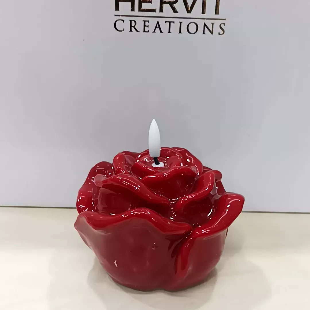 CANDELA LED ROSA LACCATA ROSSA 12X8CM