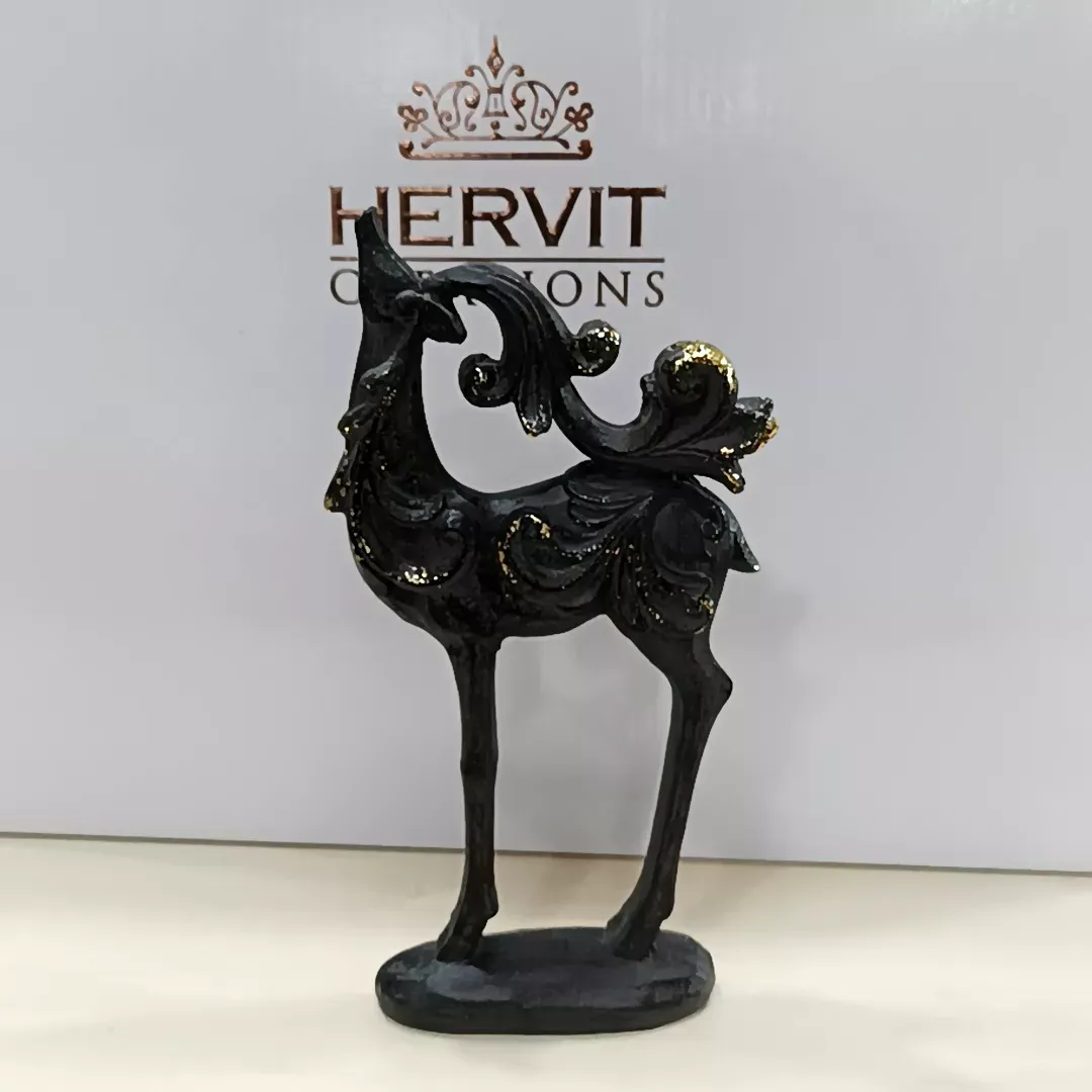 CERVO RESINA NERO/ORO 9.5XH17.5CM