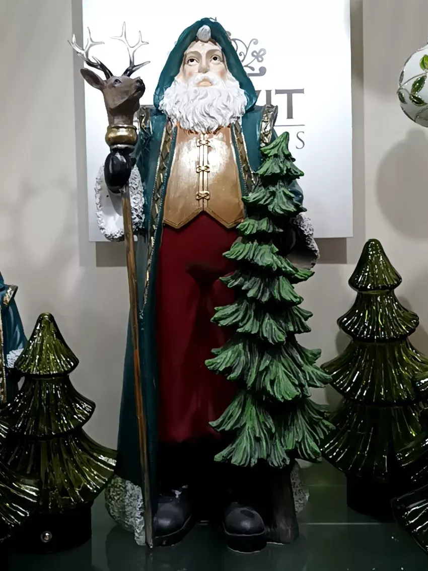 BABBO NATALE RESINA VERDE/ROSSO 50CM