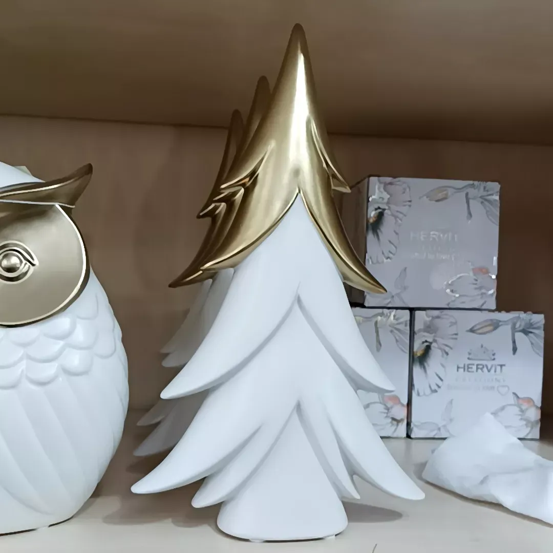 Albero Gres Bianco/Oro 23cm