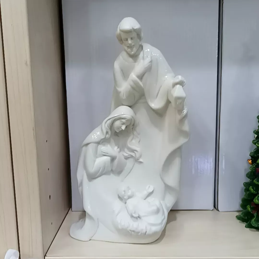 SACRA FAMIGLIA PORCELLANA BIANCA 25CM
