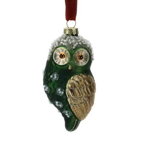 CIVETTA VETRO SOFFIATO APP.10CM VERDE