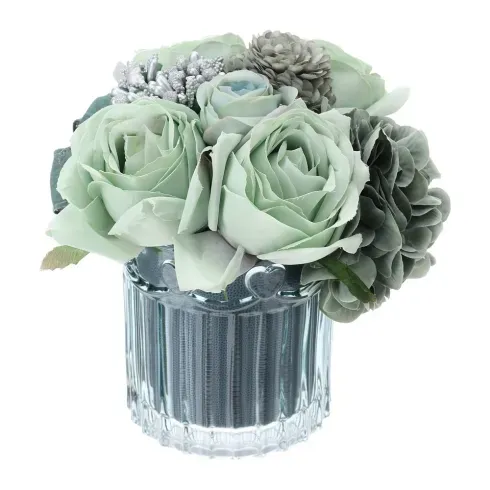 COMPOSIZIONE FLOREALE VERDE DIA.15XH16CM