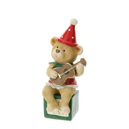 ORSETTO RESINA SEDUTO C/CHITARRA 20CM