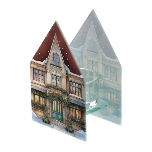 PORTATEALIGHT VETRO COTTAGE ROSSO8X6X13C