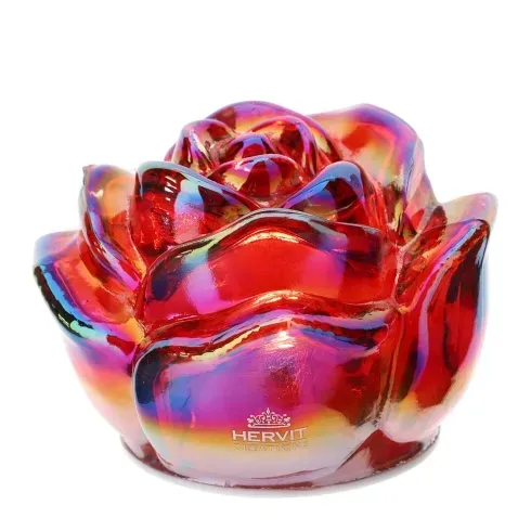 ROSA VETRO ROSSA LUCE LED 10CM