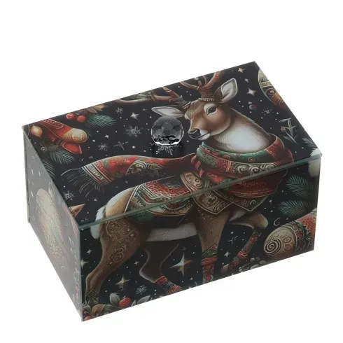 SCATOLA VETRO RENNA 15X9XH9,5CM