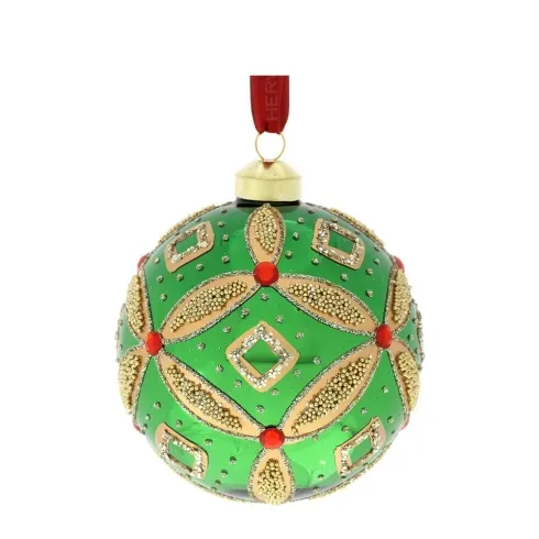 SFERA VETRO SOFF.DEC.ROMBO DIA.10CM VERD