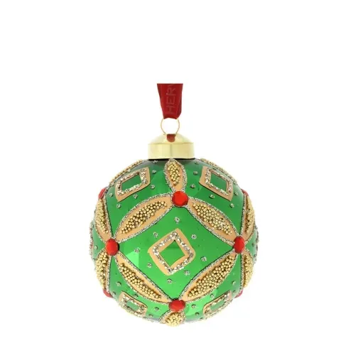 SFERA VETRO SOFF.DEC.ROMBO DIA.8CM VERDE