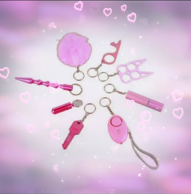8 Piece Novelty Set Keychain (Pink)