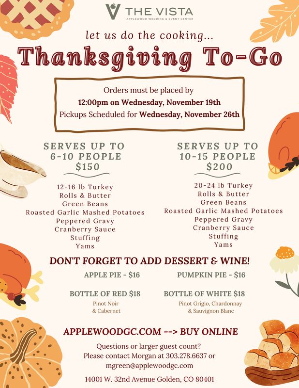 Thanksgiving To-Go 10-15 People