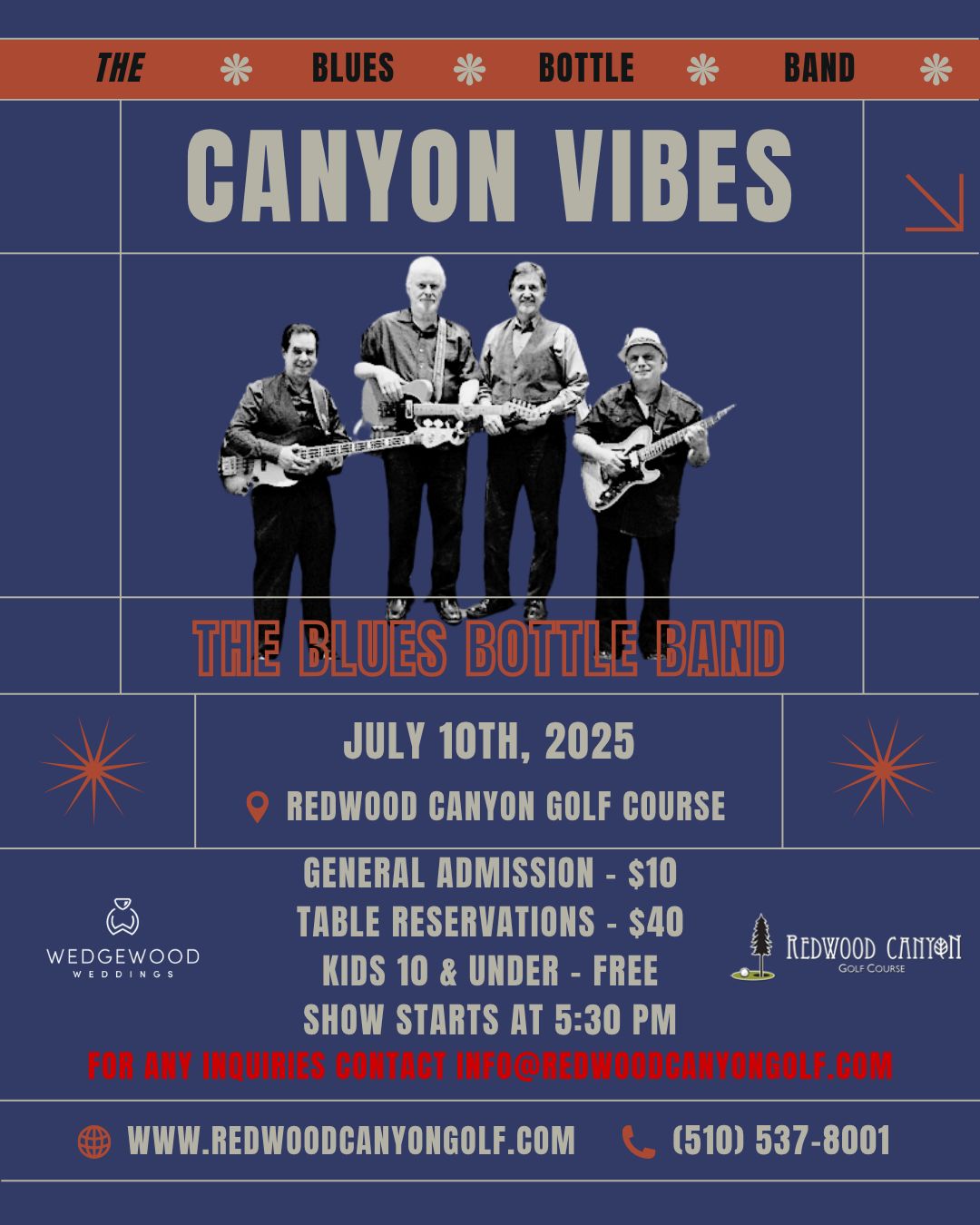 [July 10] General Admission Ticket - Canyon Vibes Concert [The Blues Bottle Band]