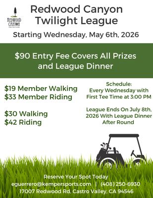 Redwood Canyon Twilight League Entry Fee
