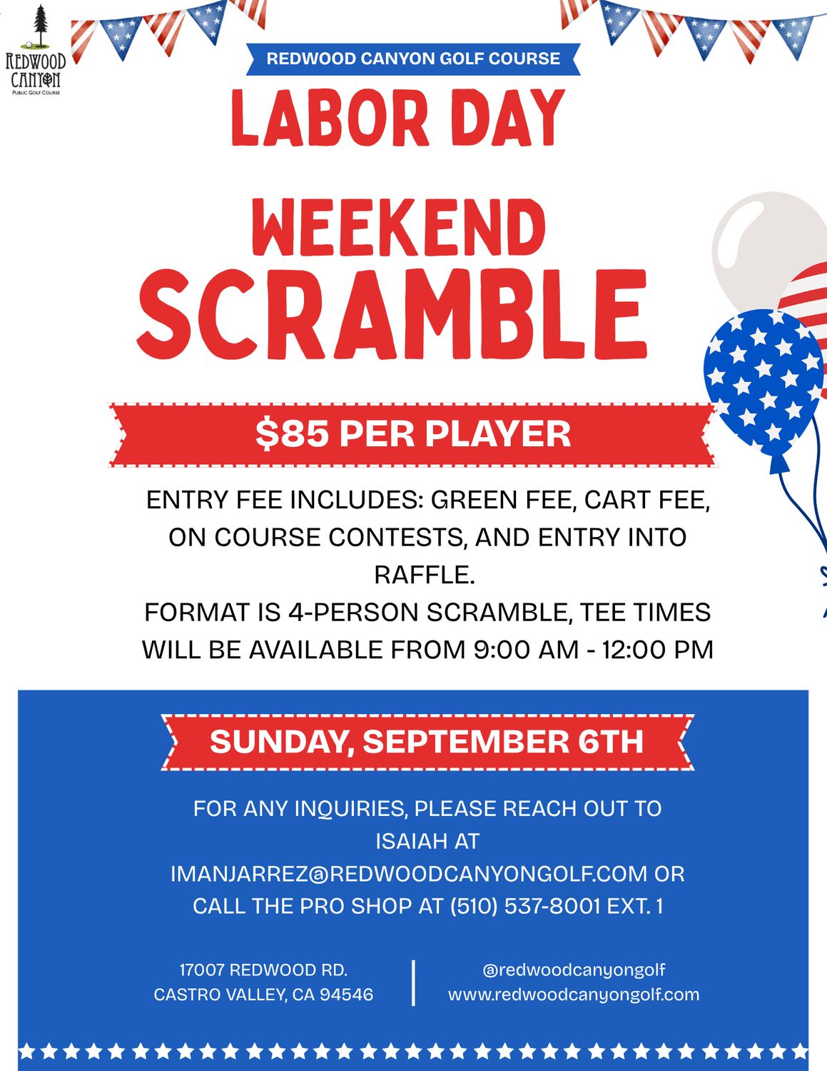 [09/06/2026] Labor Day Weekend 4-Player Scramble