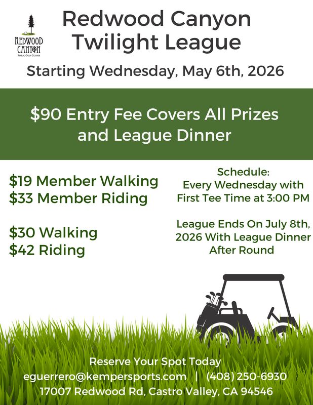 Season 2: Redwood Canyon Twilight League Night Fee Season 2: Redwood Canyon Twilight League Night Fee