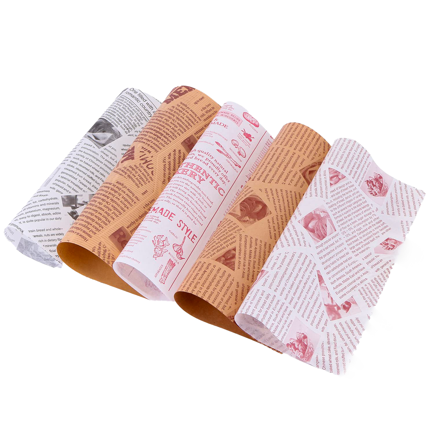 Papel para envolver alimentos con  grosor de 26 cm x 26 cm