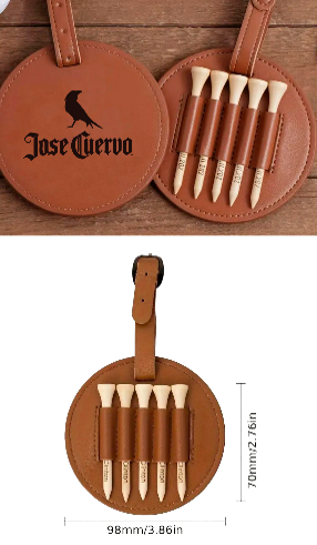 Bolsa para tee y soporte de tee para golf en cuero
