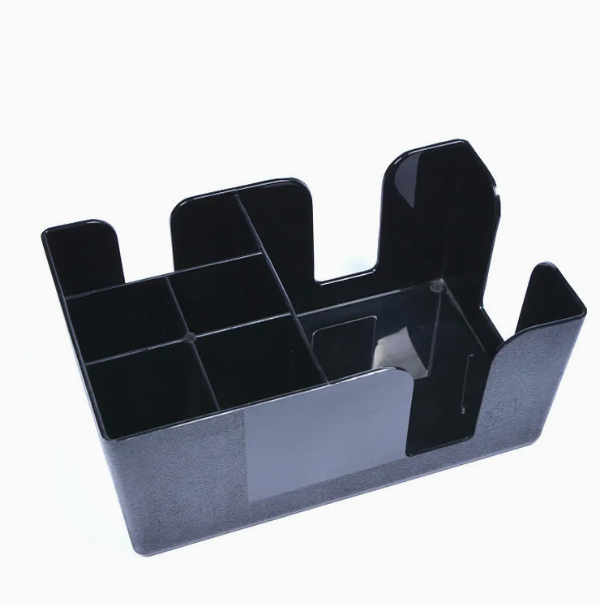 Porta servilletas de plástico ABS ecológico de color negro para barra de 6 compartimentos