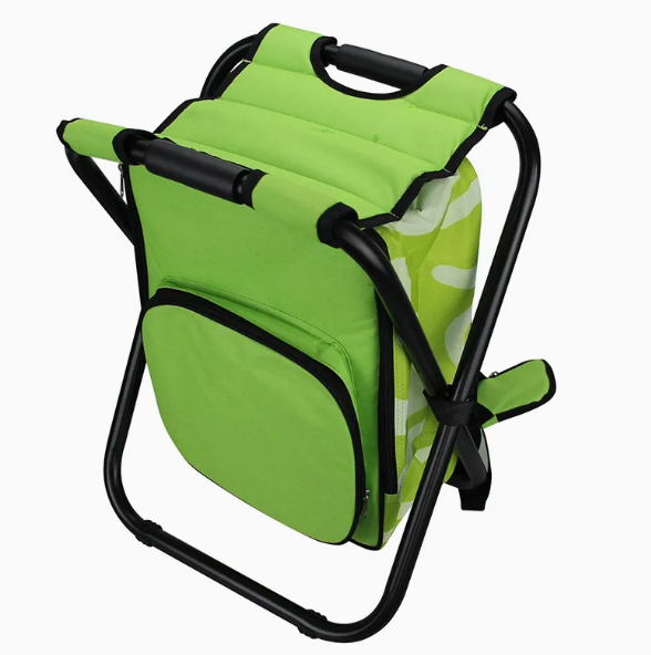 Silla plegable portátil con respaldo y bolsa térmica integrada