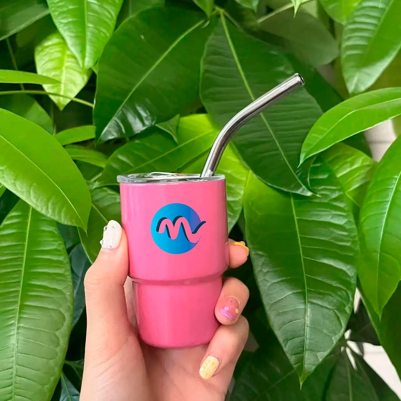 Mini tumbler con sorbeto y tapa