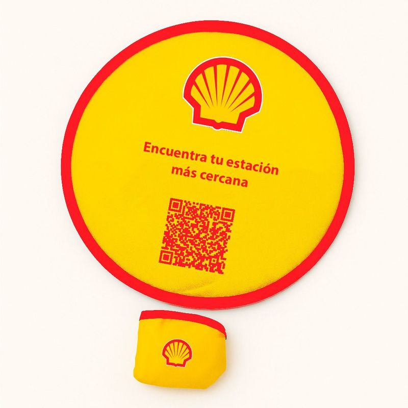Abanico redondo plegable de nilón con impresión a todo color y logotipo personalizado