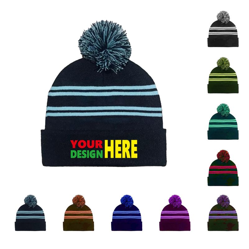 Gorro acrílico tejido con pom-pom