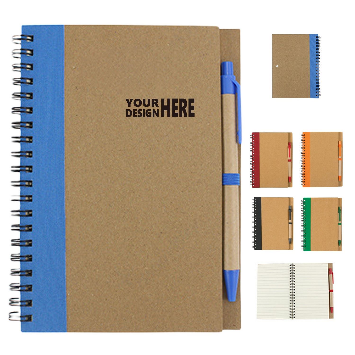 Libreta con espiral y bolígrafo