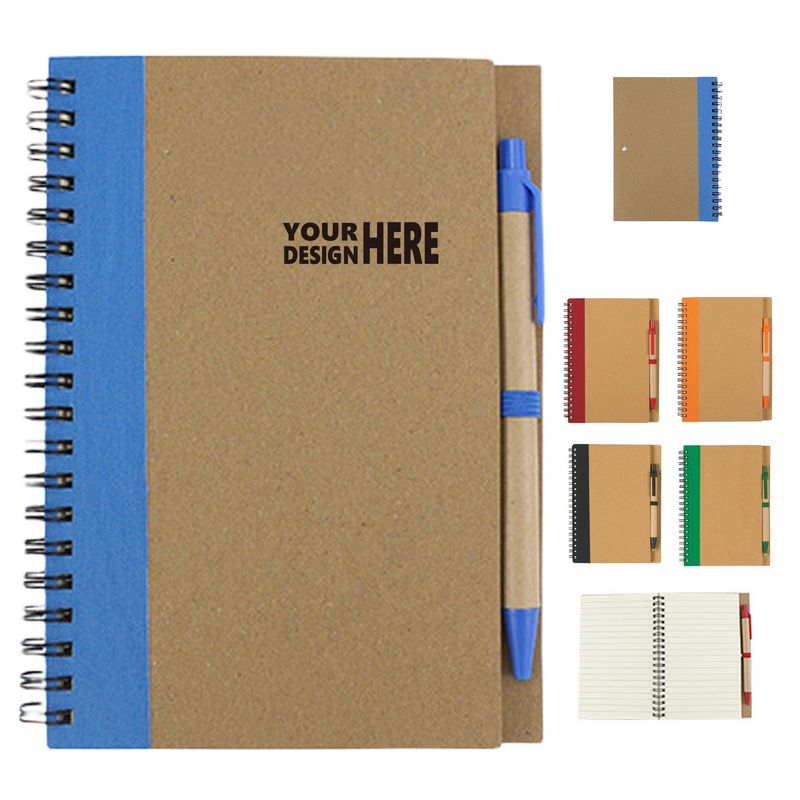 Libreta con espiral y bolígrafo