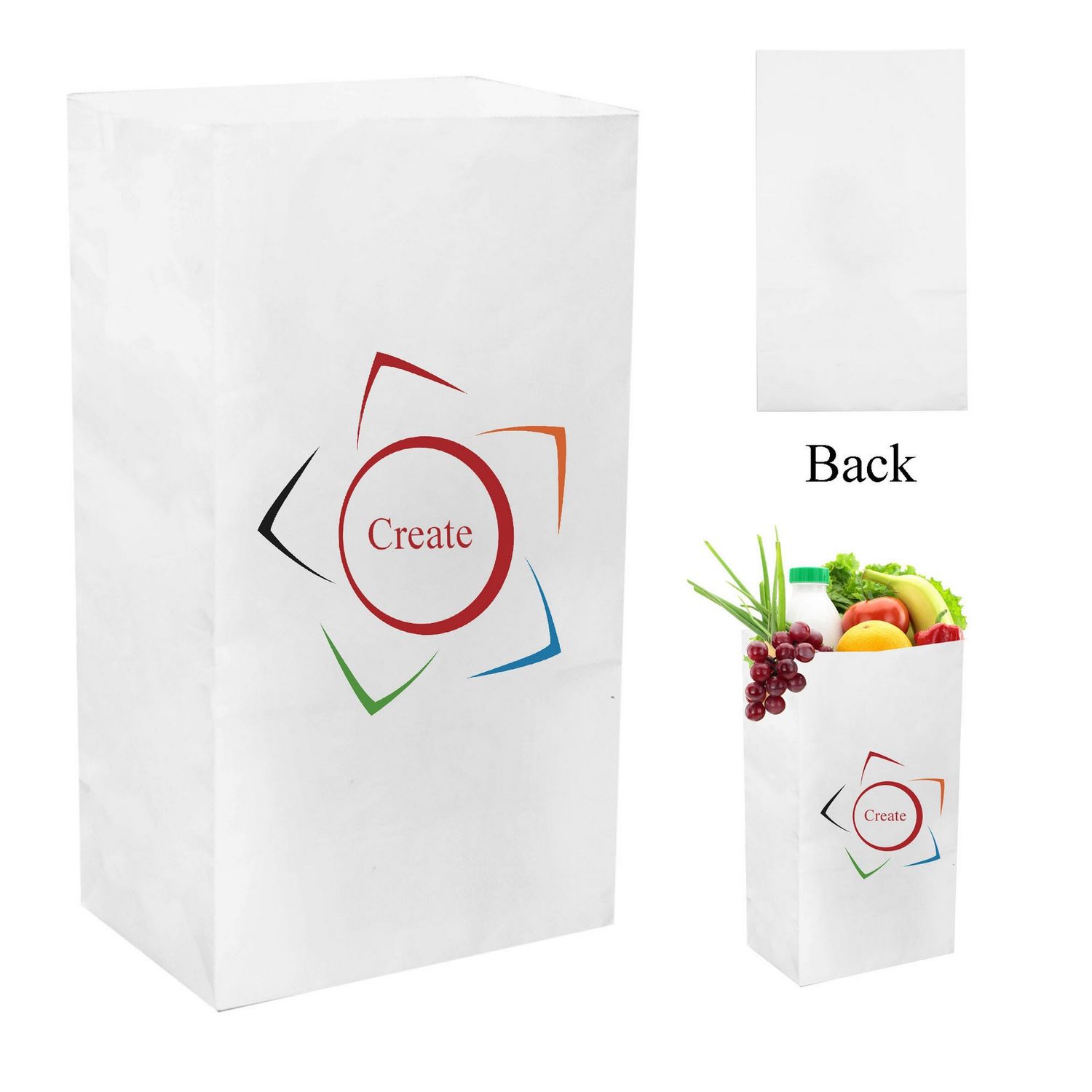 Elegante bolsa de papel blanco tipo kraft