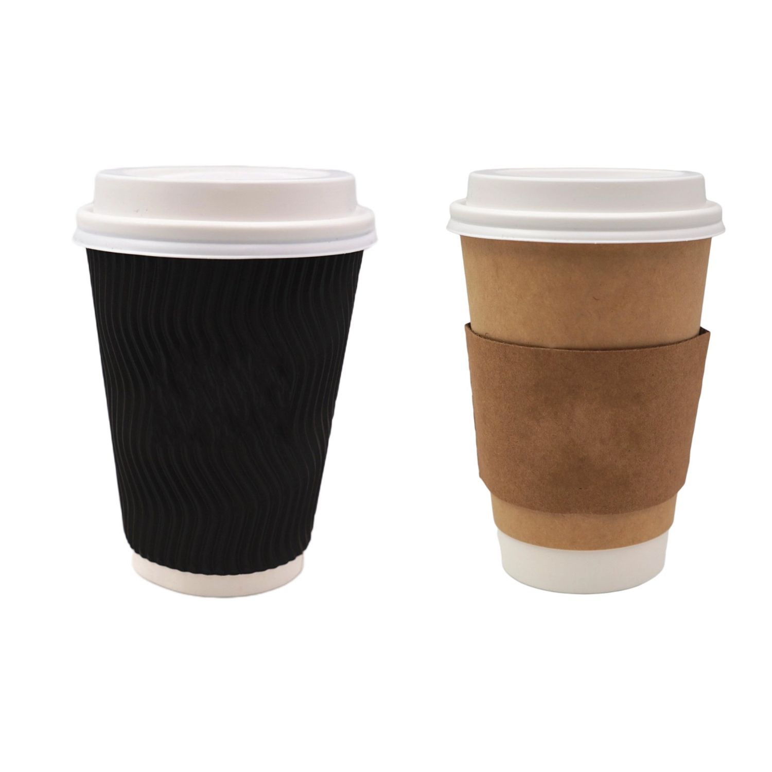 Vasos de café de papel de doble pared con tapa