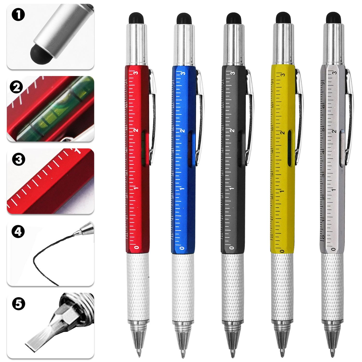 Bolígrafo multifuncional 6 en 1 de 5.9&quot;
