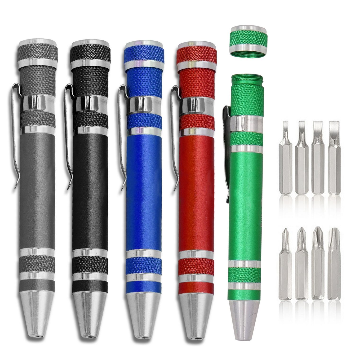 Kit de herramientas estilo bolígrafo de aluminio 8 en 1