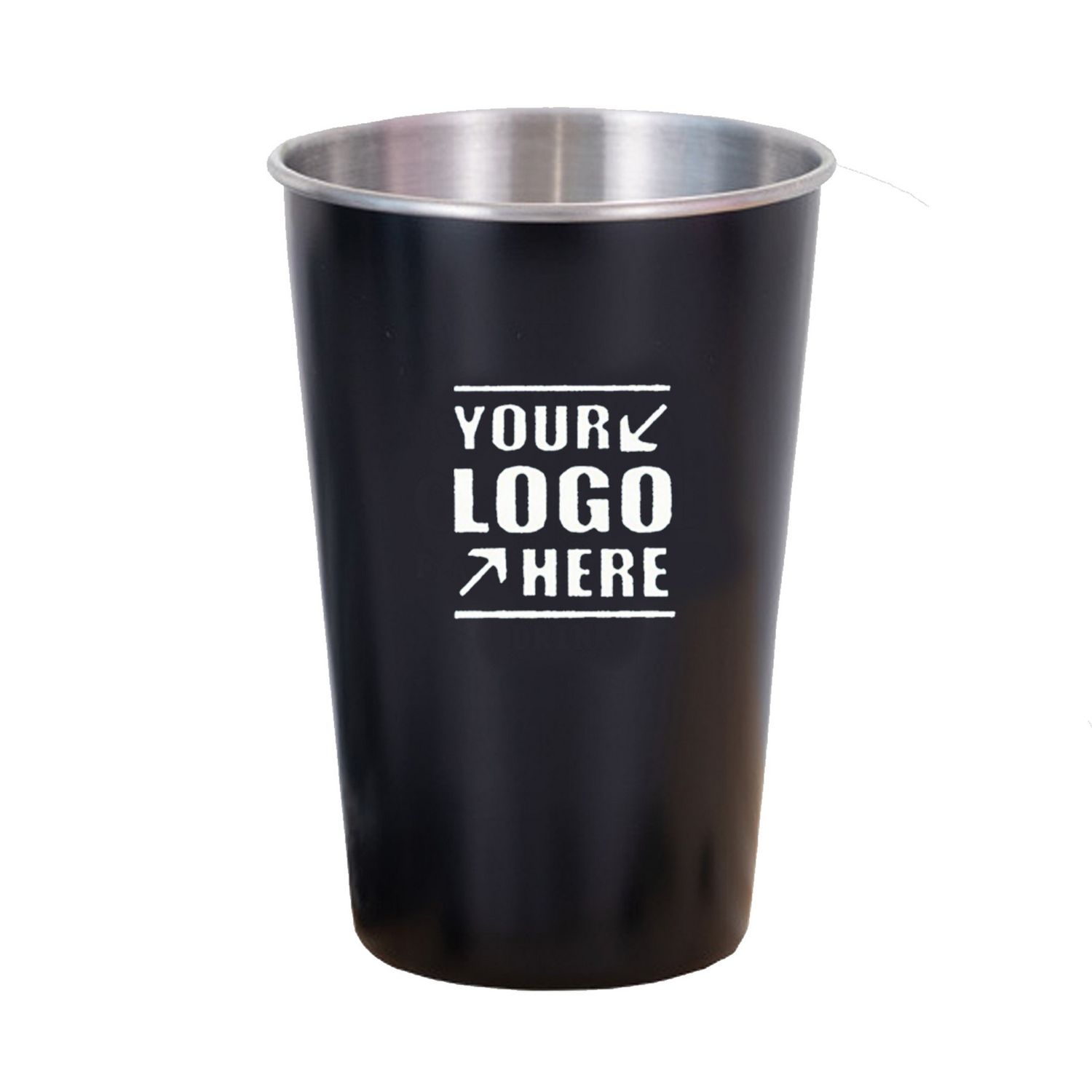 Vaso negro de acero inoxidable  de 16 Oz