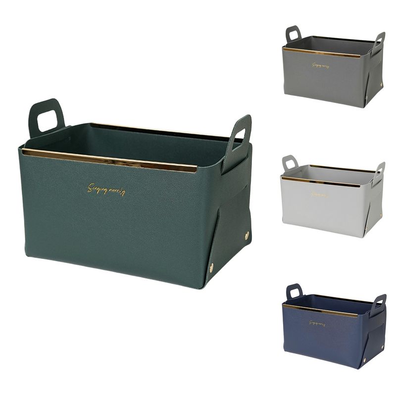 Cesta organizadora plegable de cuero sintético