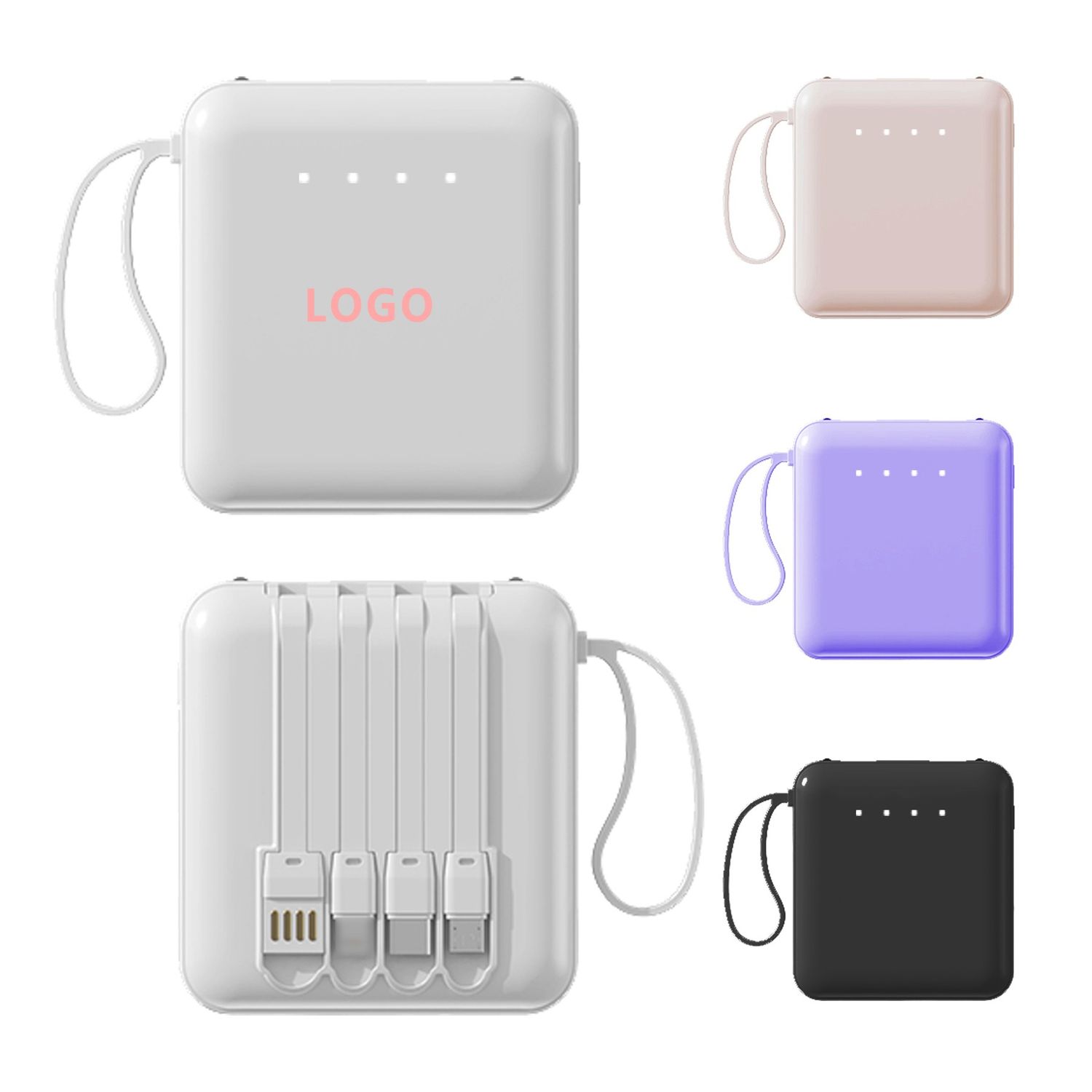 Power Bank Portátil de 5000mAh con Cables Integrados
