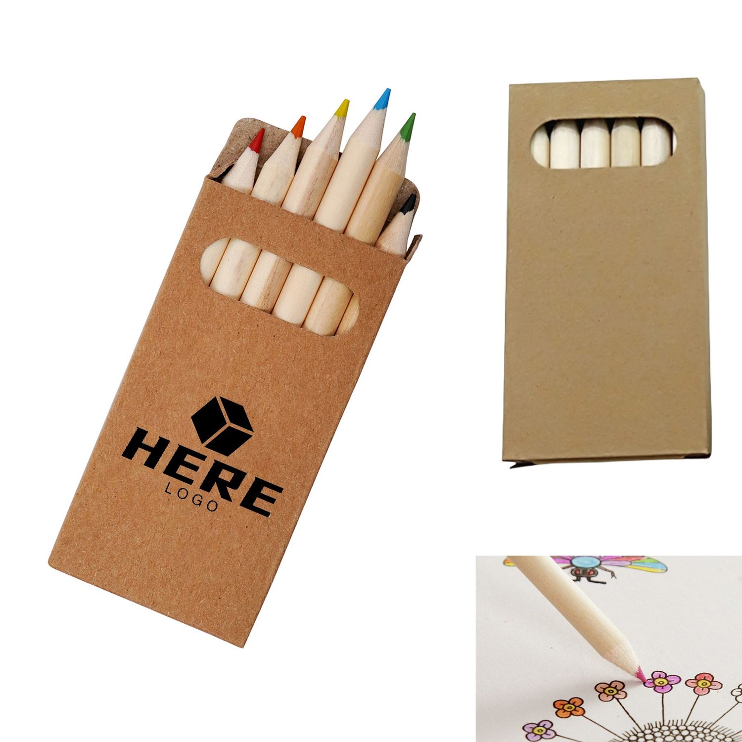 Set de lápices de colores de madera con caja